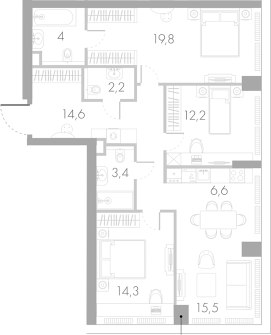 Планировка — Ривер Парк Кутузовский, 4-комн., 93 м²