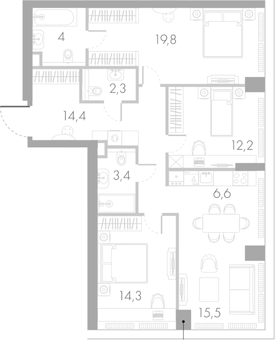 Планировка — Ривер Парк Кутузовский, 4-комн., 93 м²