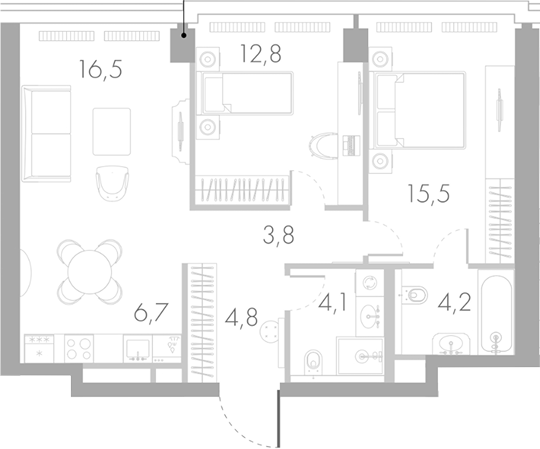 Планировка — Ривер Парк Кутузовский, 3-комн., 68 м²