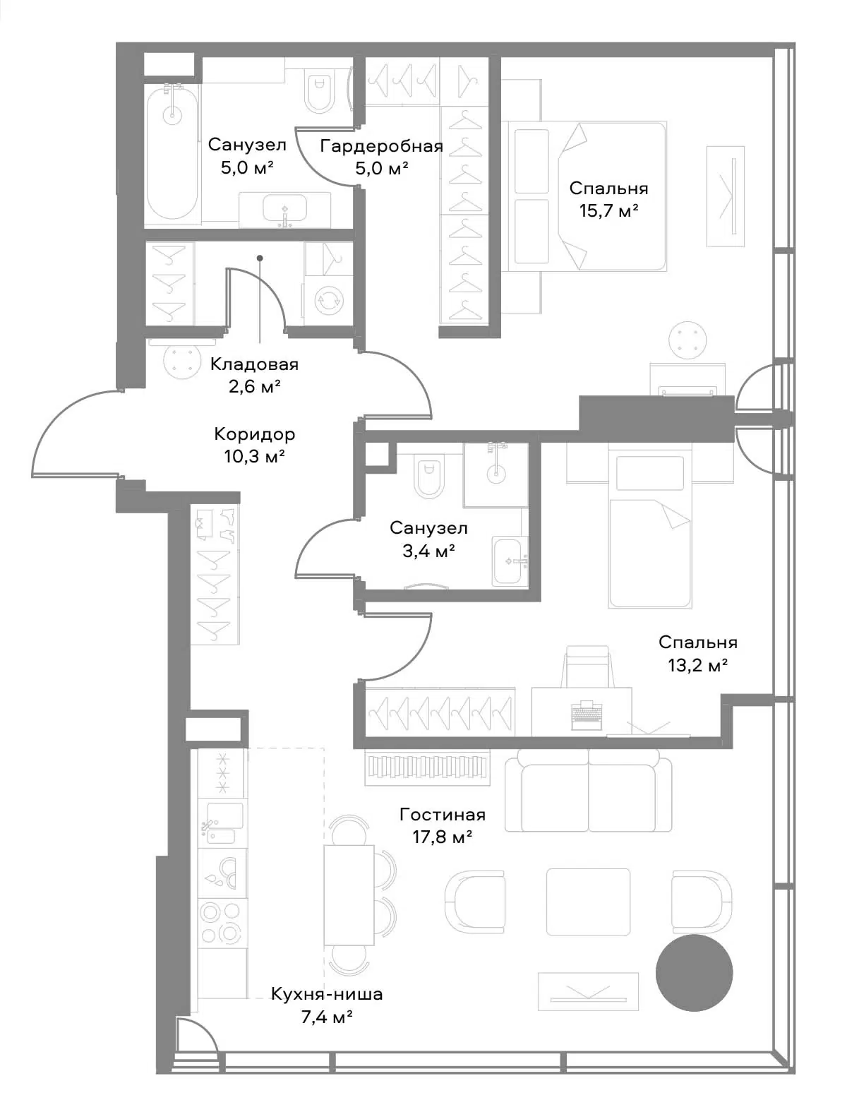 Планировка — Слава, 3-комн., 79 м²