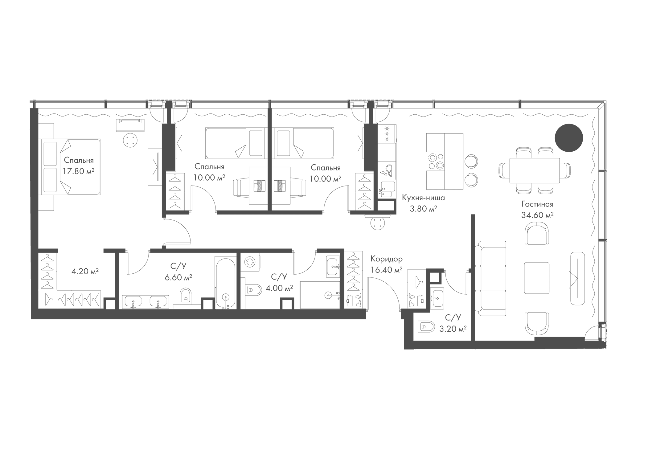 Планировка — Слава, 4-комн., 112 м²