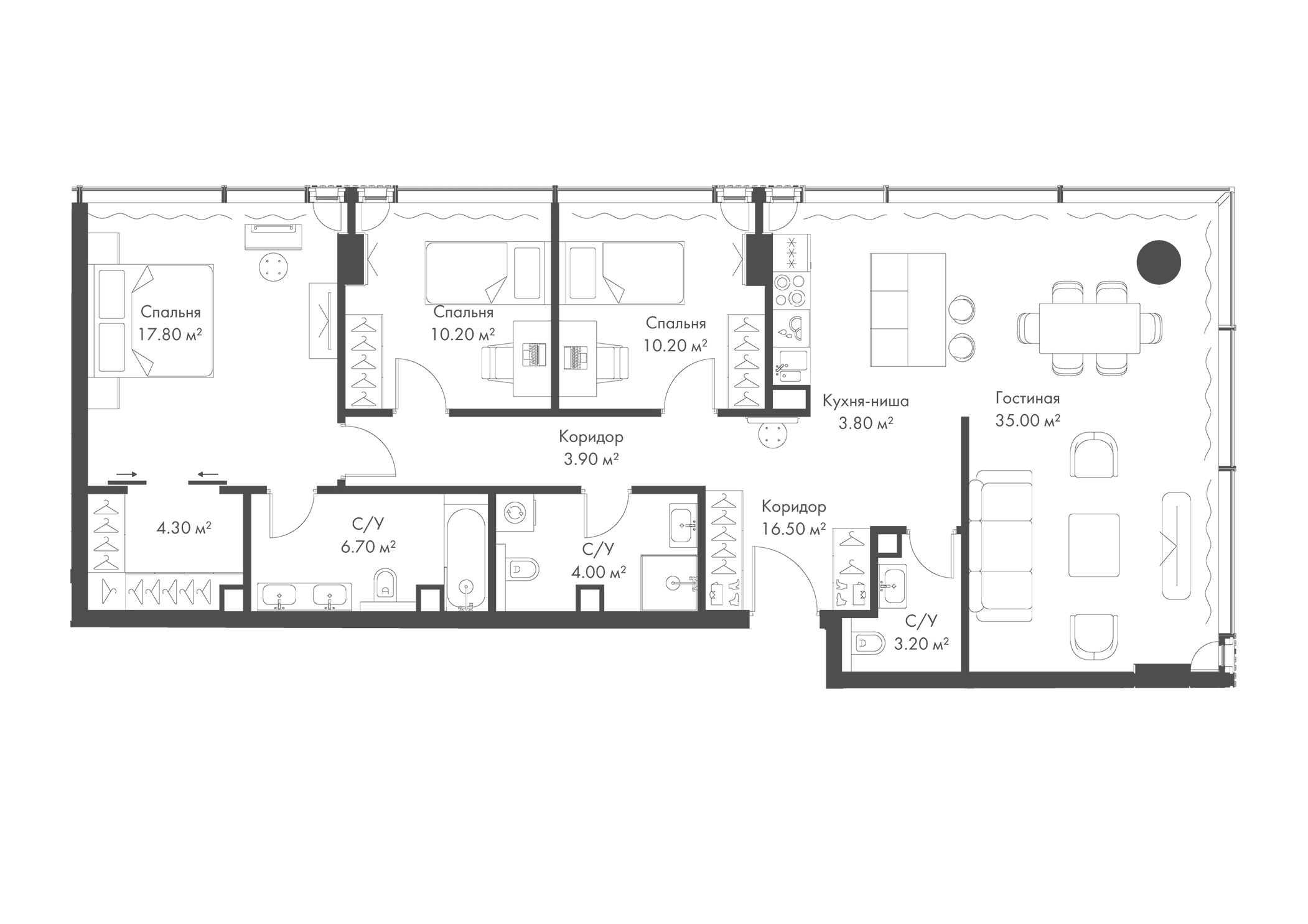 Планировка — Слава, 4-комн., 113 м²