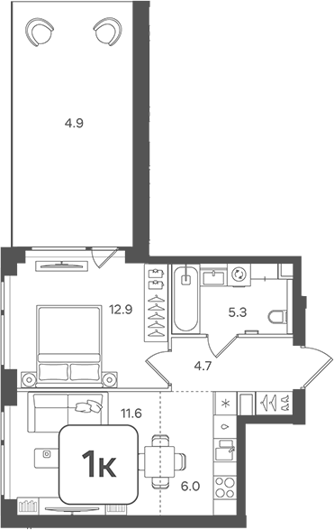 Планировка — Назаре. Мангазея в Богородском, 2-комн., 41 м²