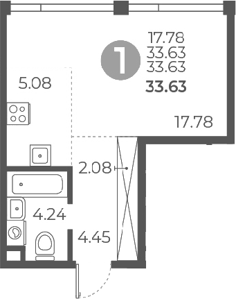 Планировка — Мневники от Гранель, Студия, 34 м²
