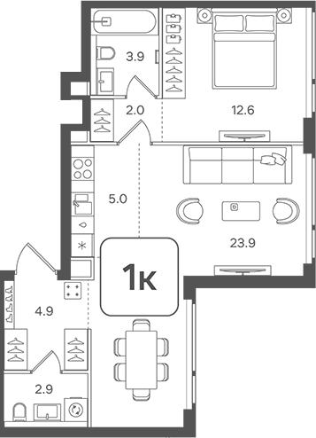 Планировка — Назаре. Мангазея в Богородском, 2-комн., 55 м²