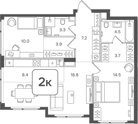 Планировка — Назаре. Мангазея в Богородском, 3-комн., 74 м²