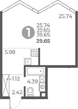 Планировка — Мневники от Гранель, Студия, 40 м²