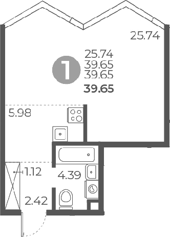 Планировка — Мневники от Гранель, Студия, 40 м²