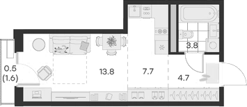 Планировка — Михалевич, Студия, 30 м²