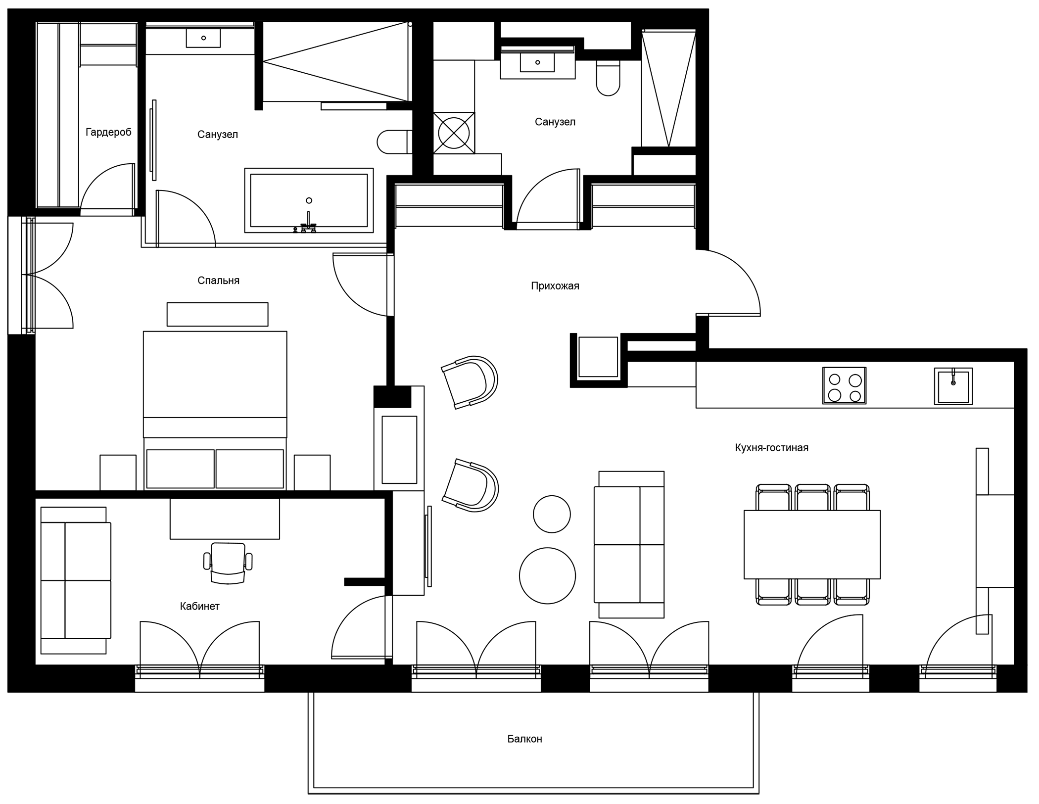 Планировка — River Residences, 1-комн., 103 м²