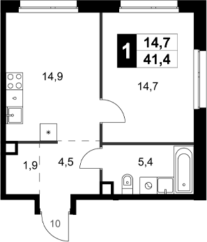 Планировка — Симоновский Вал, 1-комн., 41 м²