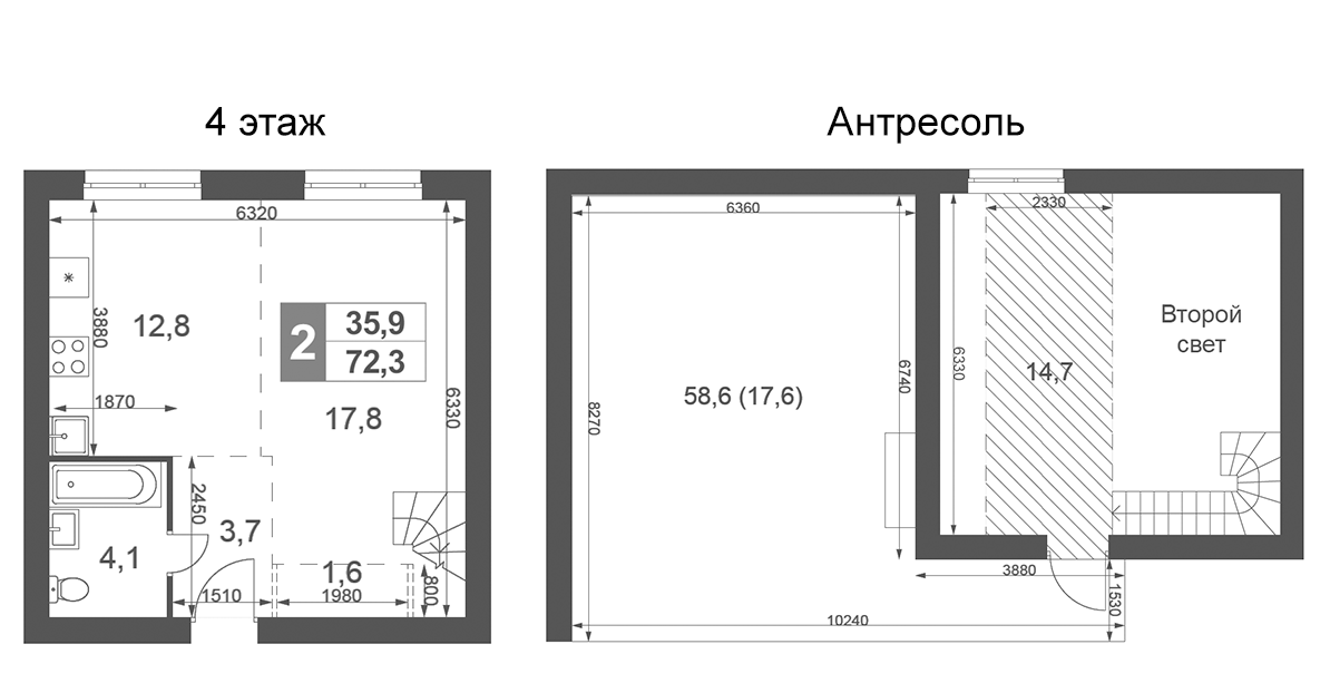 Планировка — Дубровицы Клаб, 2-комн., 55 м²
