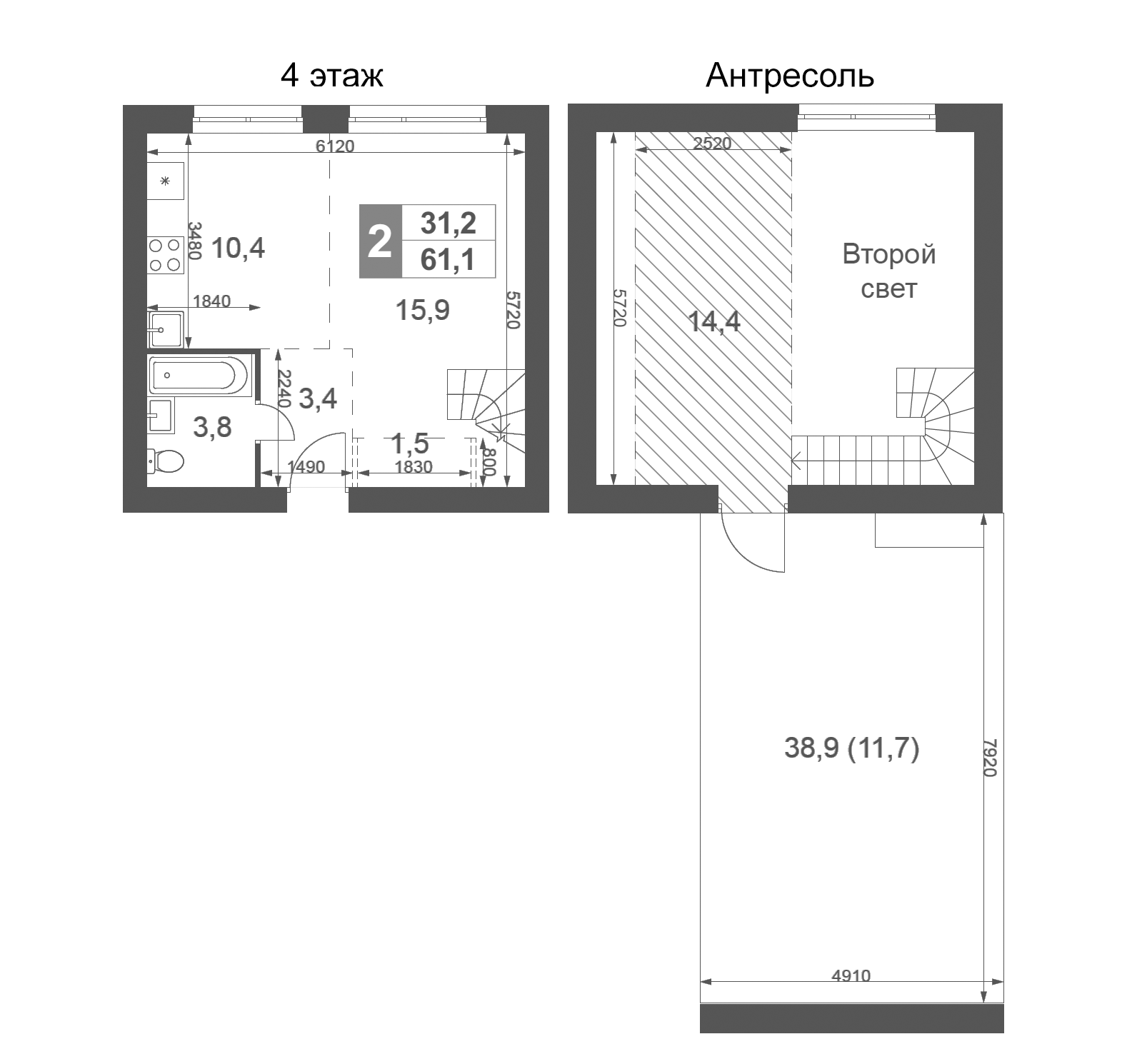 Планировка — Дубровицы Клаб, Студия, 49 м²