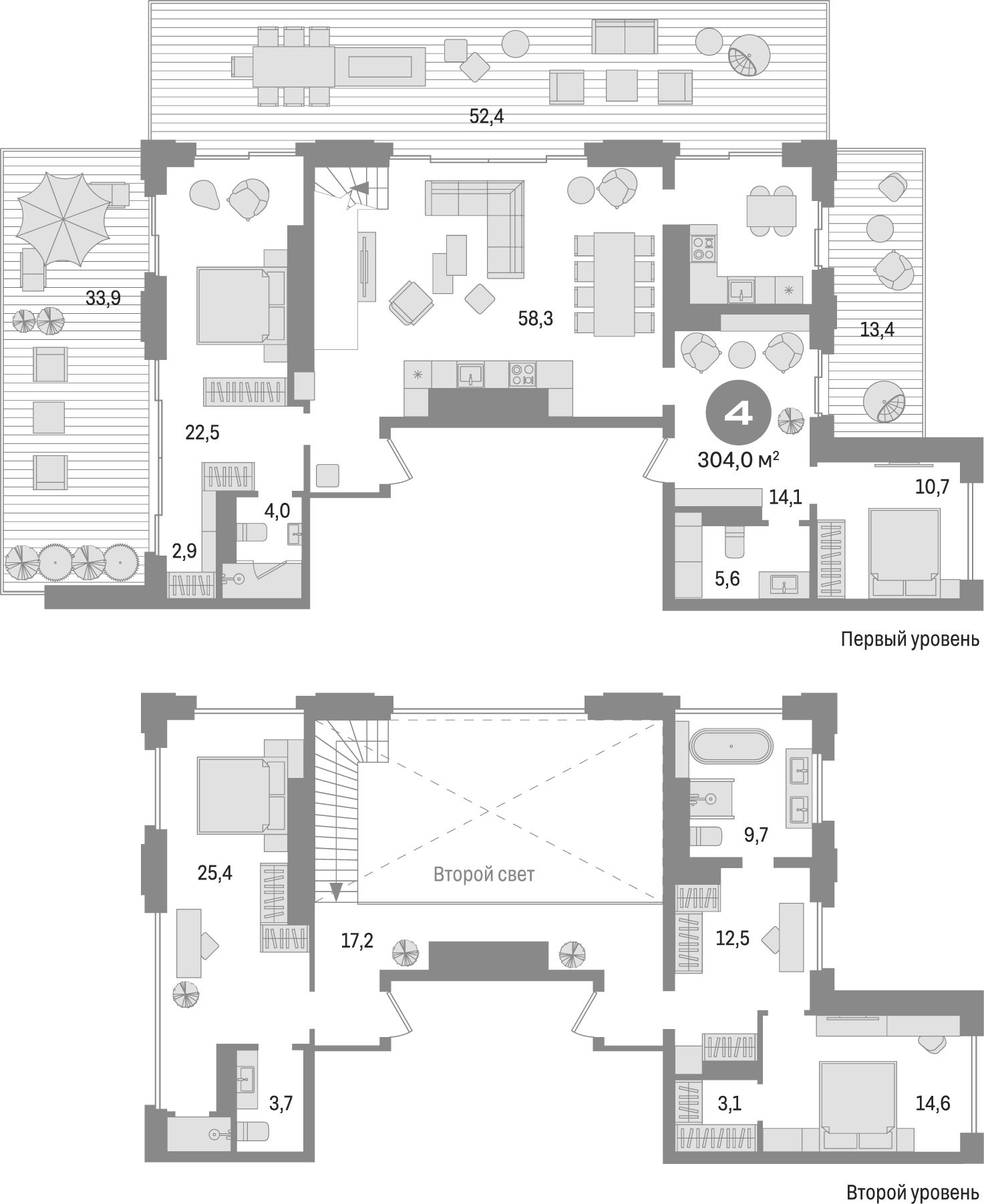 Планировка — Квартал МОНС, 4-комн., 204 м²