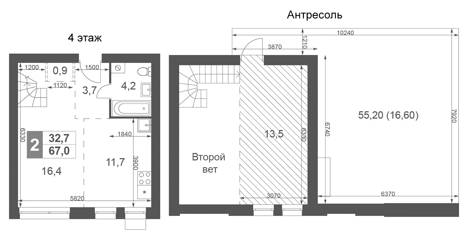 Планировка — Дубровицы Клаб, 2-комн., 50 м²