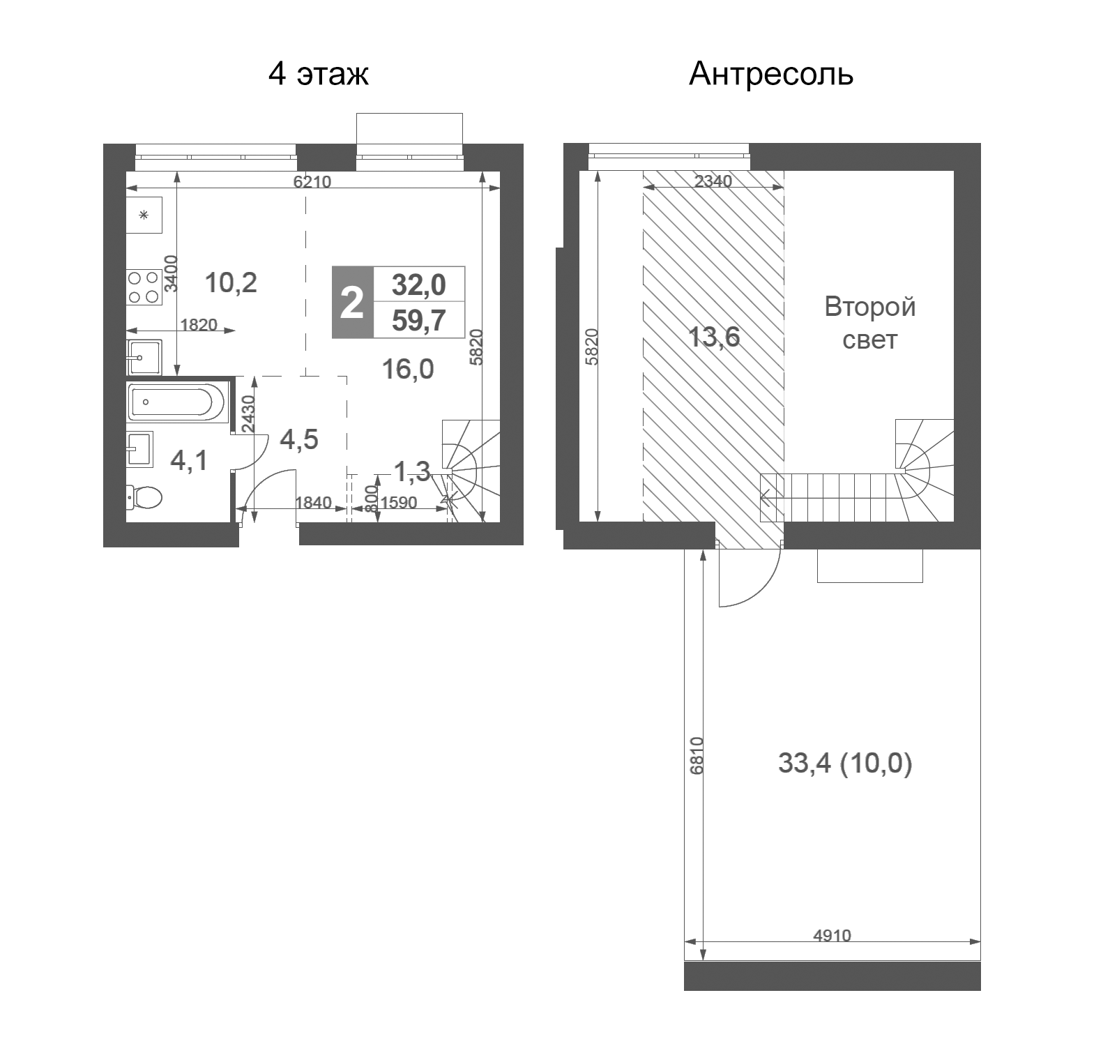 Планировка — Дубровицы Клаб, 1-комн., 50 м²