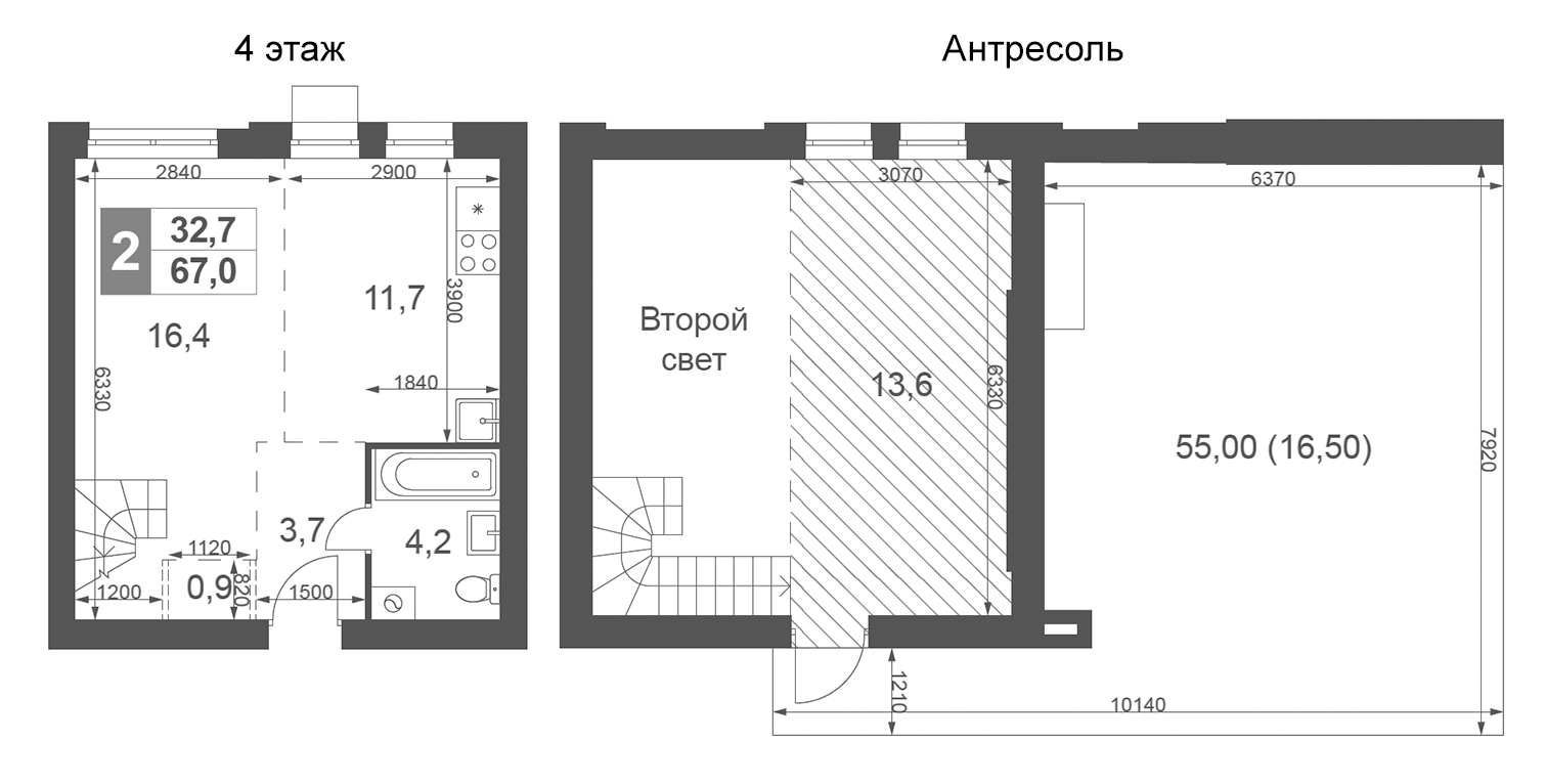 Планировка — Дубровицы Клаб, 2-комн., 51 м²