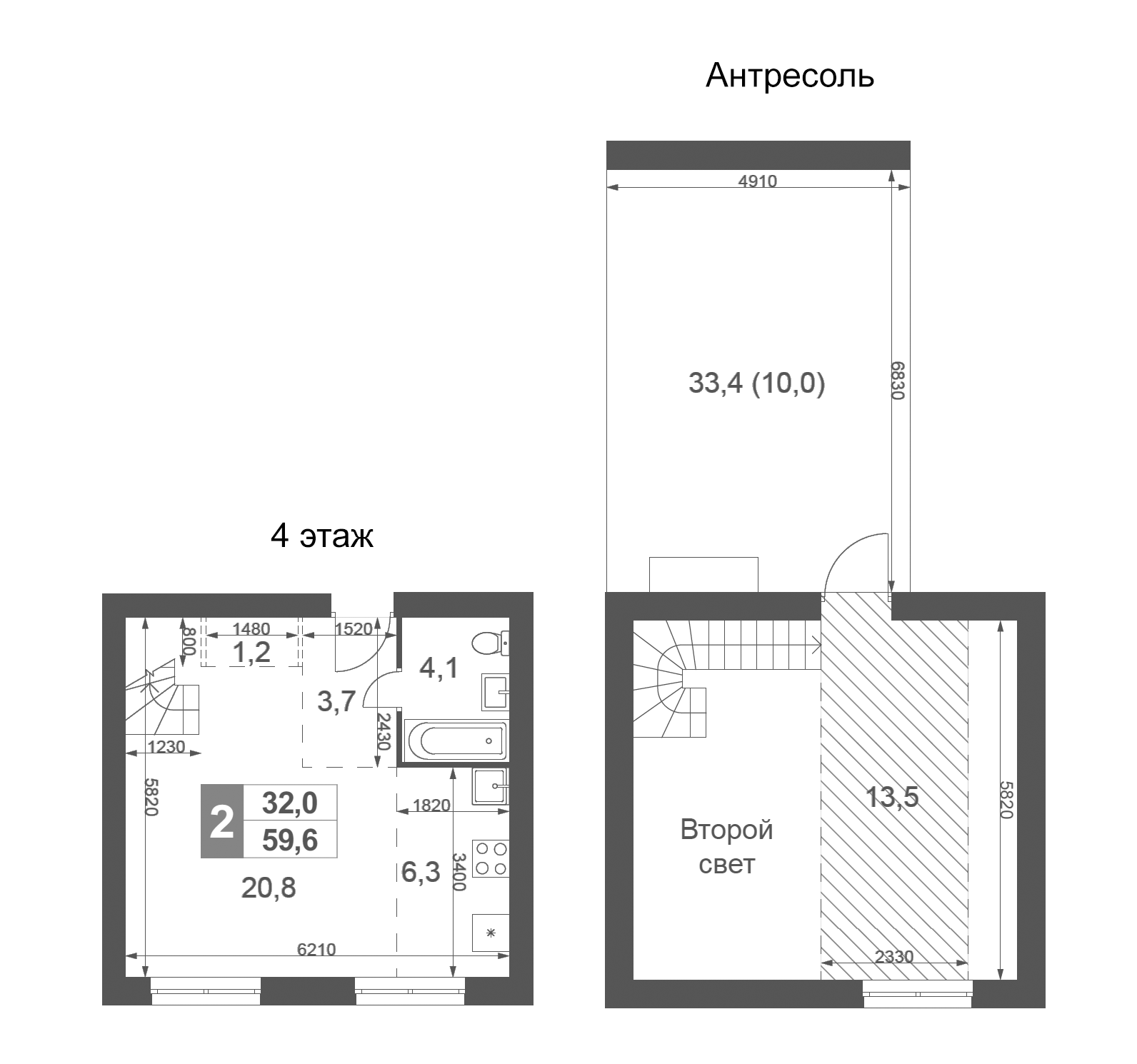 Планировка — Дубровицы Клаб, 1-комн., 50 м²