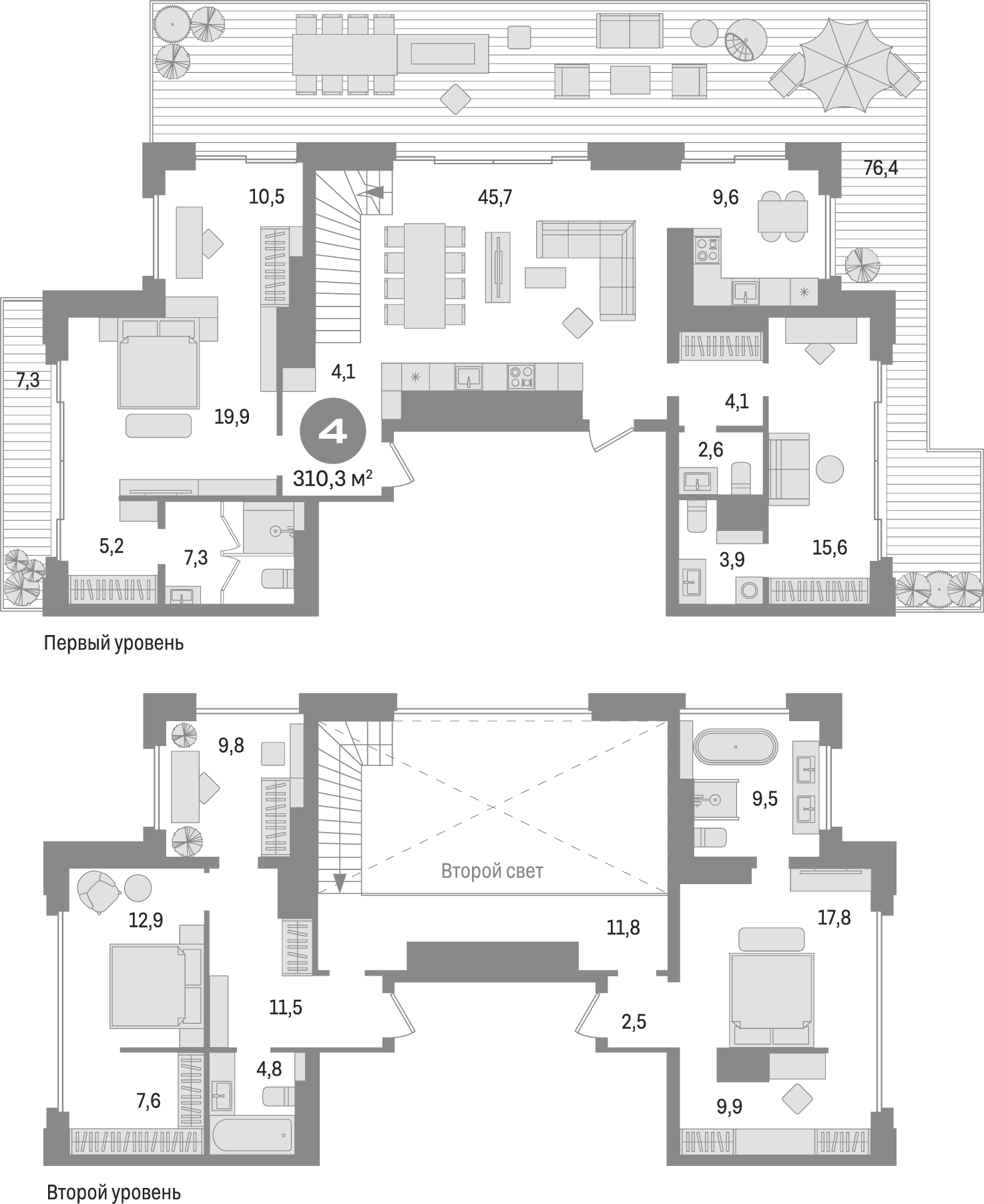 Планировка — Квартал МОНС, 4-комн., 227 м²
