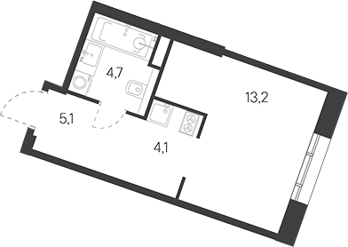 Планировка — Родина Переделкино, Студия, 27 м²