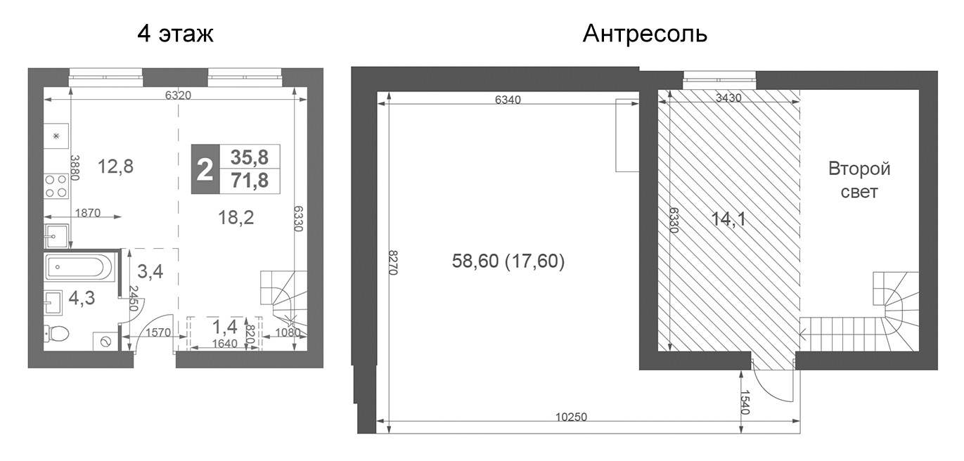 Планировка — Дубровицы Клаб, 2-комн., 54 м²
