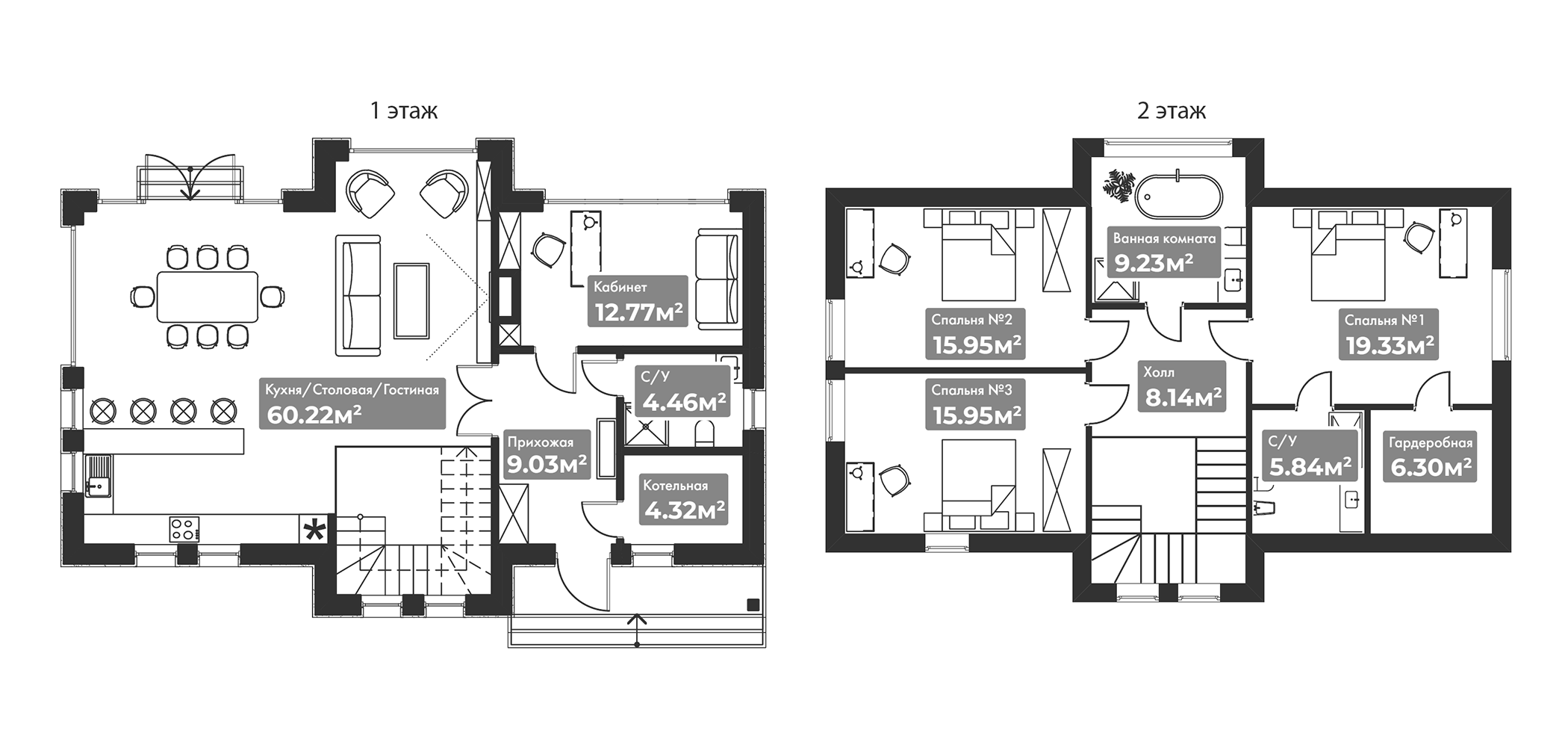Планировка — Коттеджный поселок Резиденция Булатово, 4-комн., 180 м²