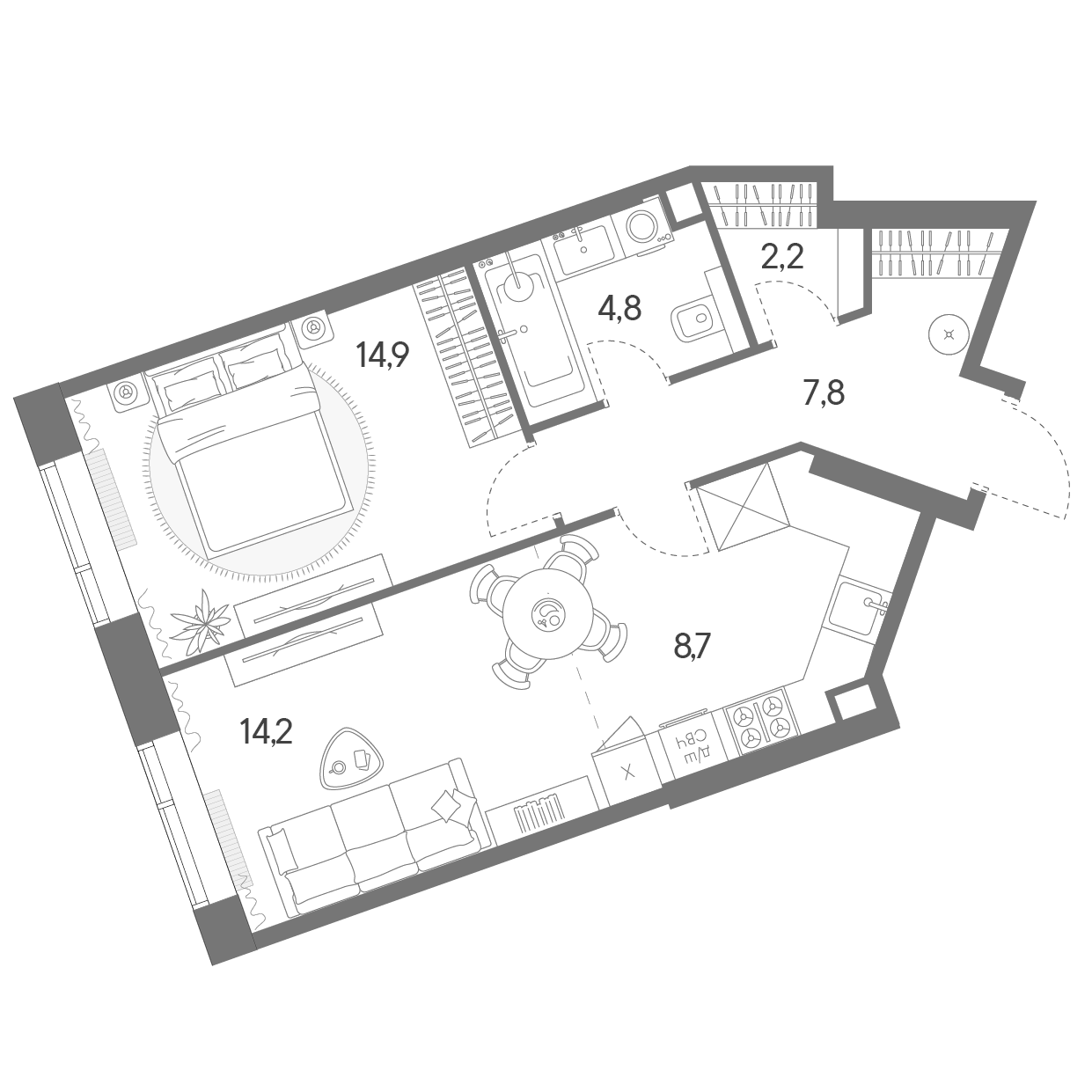 Планировка — Родина Переделкино, 2-комн., 53 м²