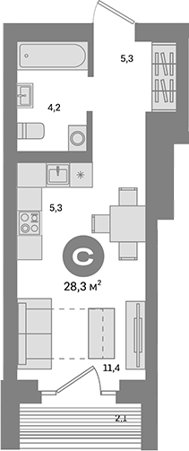 Планировка — Метроном, Студия, 26 м²
