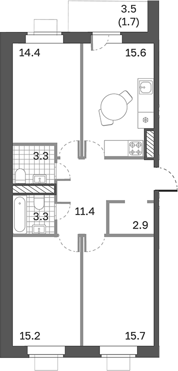 Планировка — Одинцовские Кварталы Эволюция, 4-комн., 82 м²