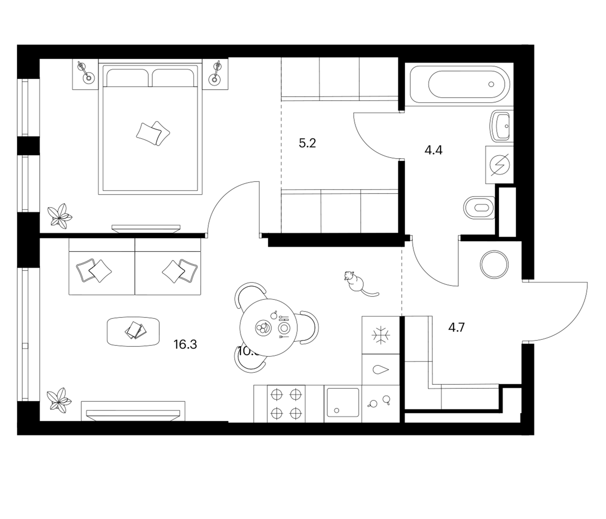 Планировка — Строгино 360, 1-комн., 41 м²