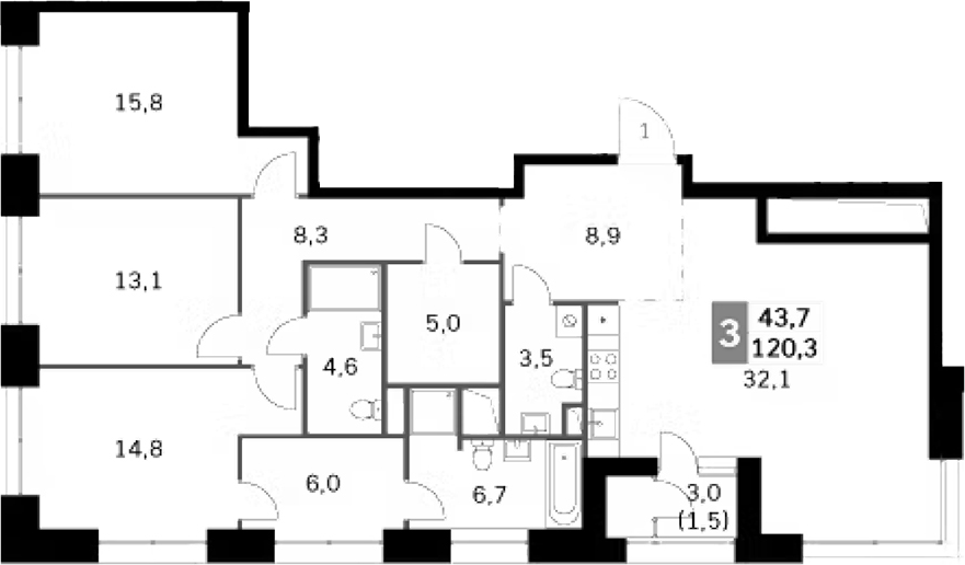 Планировка — Sky Garden, 4-комн., 119 м²