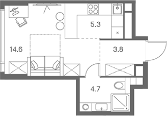 Планировка — ЛОТ от Аквилон, Студия, 28 м²