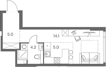 Планировка — ЛОТ от Аквилон, Студия, 28 м²