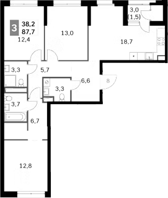 Планировка — Sky Garden, 4-комн., 86 м²