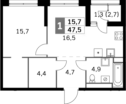 Планировка — Sky Garden, 2-комн., 46 м²