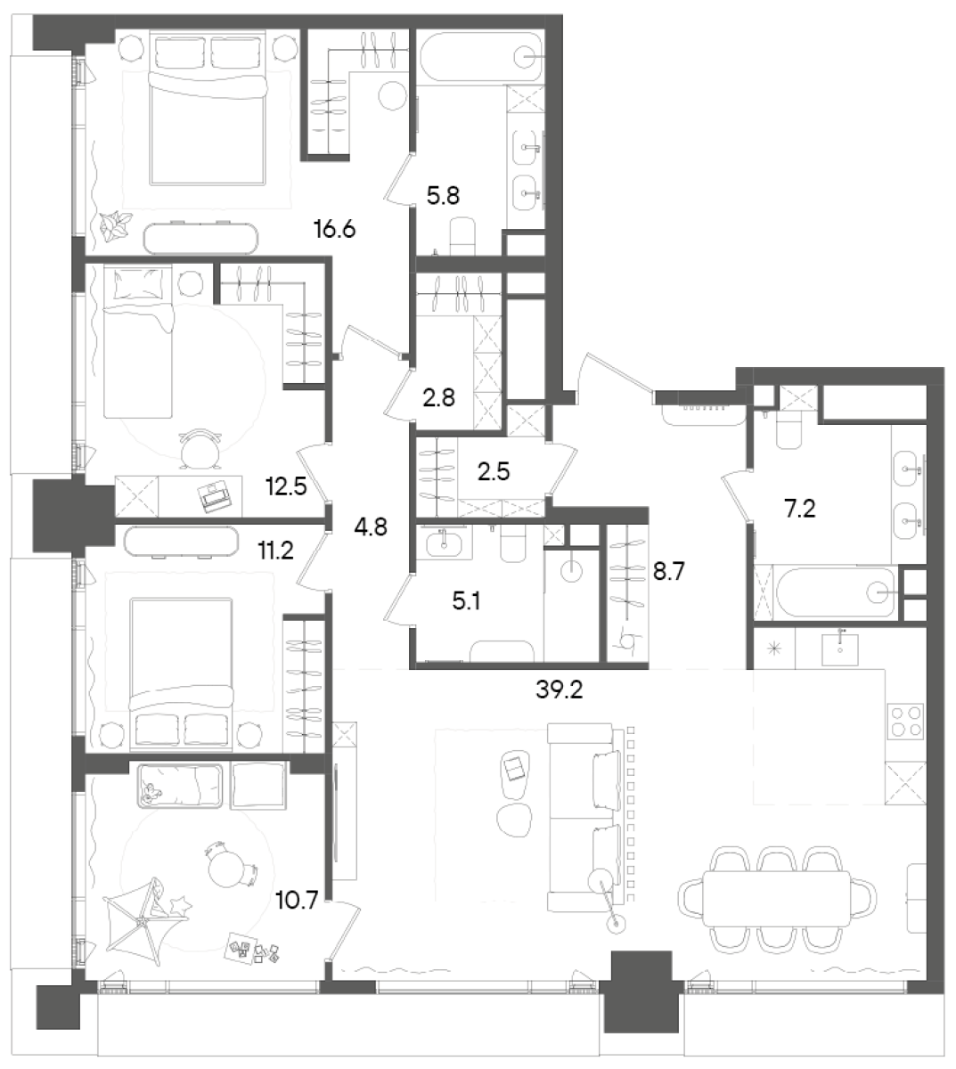 Планировка — СТОУН Грэйн, 5-комн., 127 м²