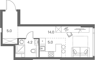 Планировка — ЛОТ от Аквилон, Студия, 28 м²