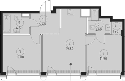 Планировка — Сет, 3-комн., 59 м²