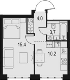 Планировка — Левел Южнопортовая, 1-комн., 33 м²