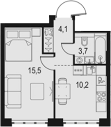 Планировка — Левел Южнопортовая, 1-комн., 34 м²