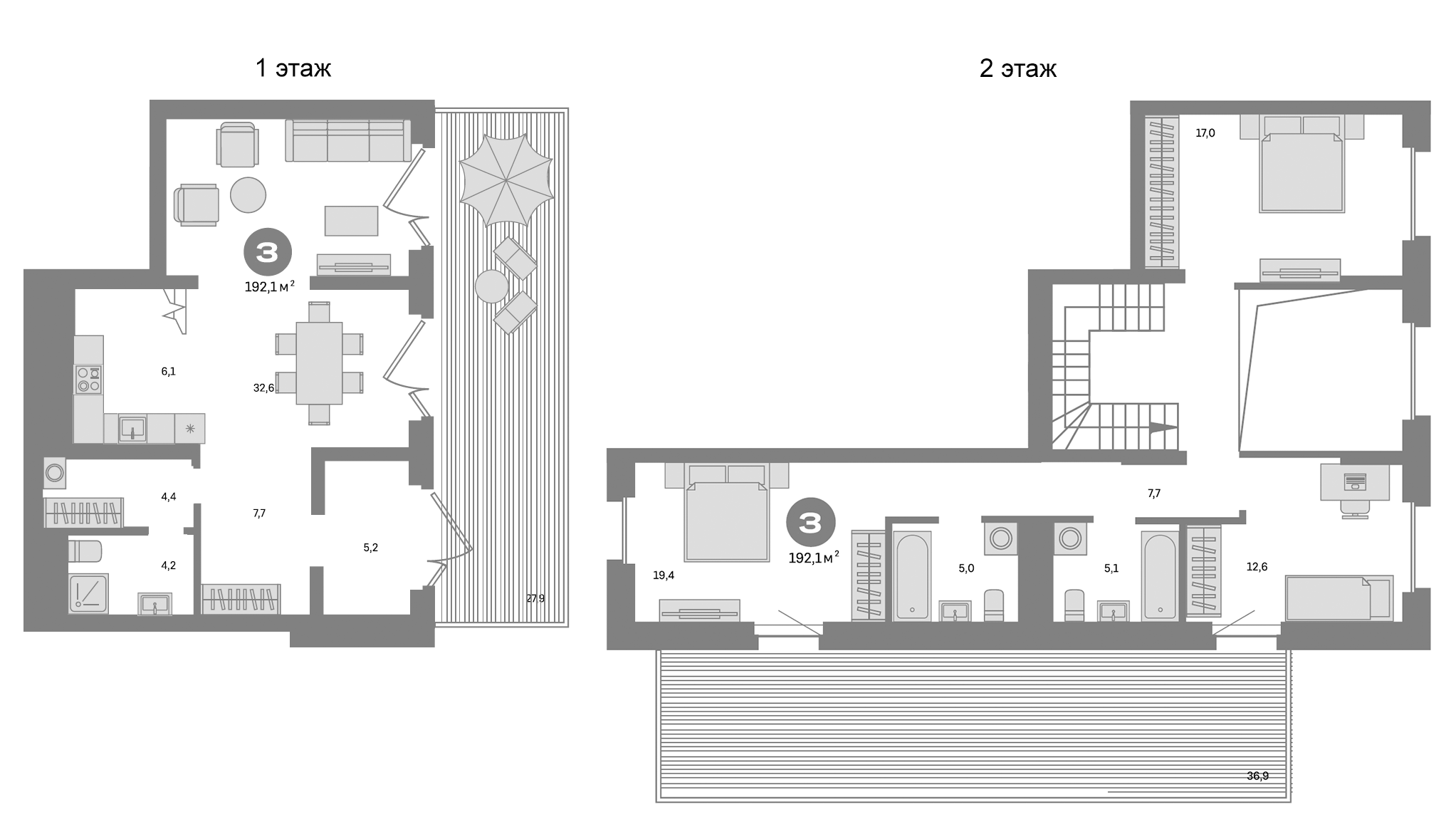Планировка — Метроном, 3-комн., 127 м²