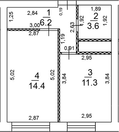 Планировка — Новое Замитино, 1-комн., 35 м²
