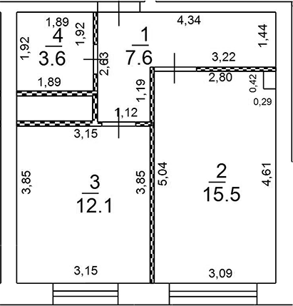 Планировка — Новое Замитино, 1-комн., 39 м²