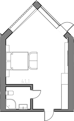 Планировка — Сосновый бор, Студия, 40 м²