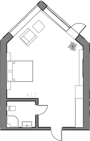 Планировка — Сосновый бор, Студия, 40 м²