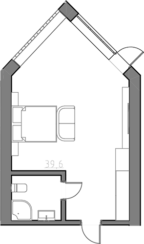 Планировка — Сосновый бор, Студия, 40 м²