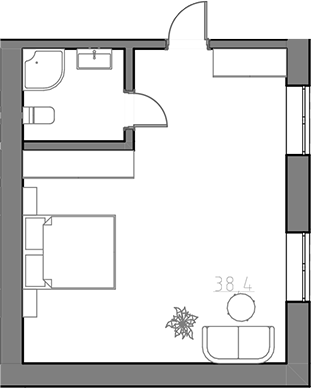 Планировка — Сосновый бор, Студия, 40 м²