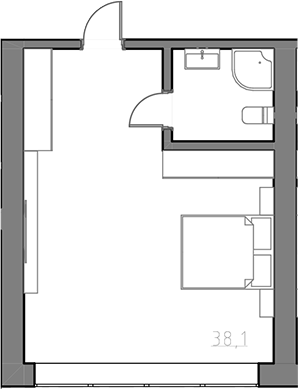 Планировка — Сосновый бор, Студия, 40 м²