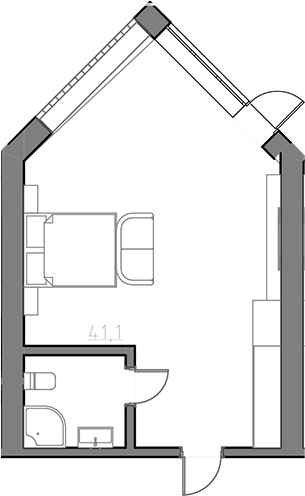 Планировка — Сосновый бор, Студия, 40 м²