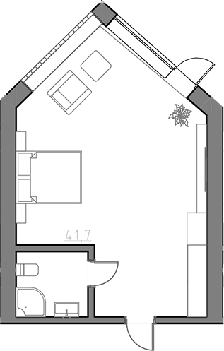 Планировка — Сосновый бор, Студия, 40 м²